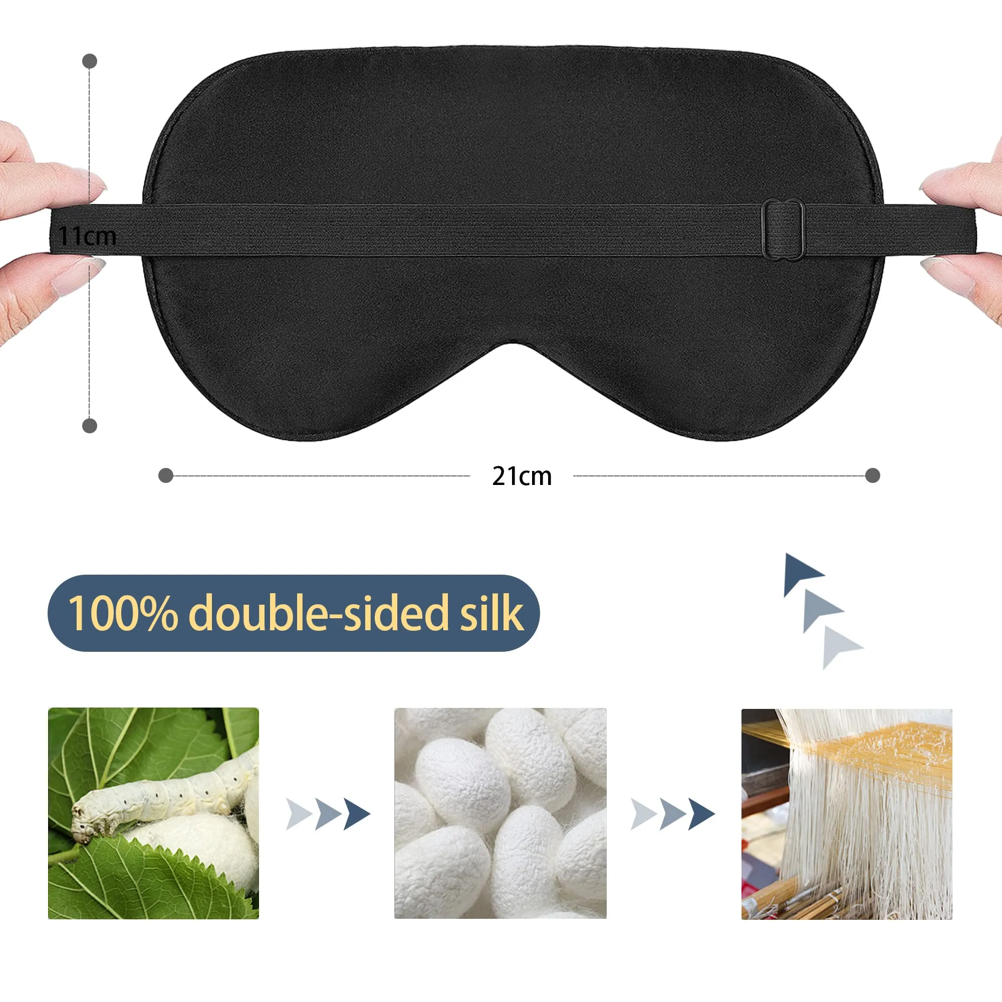 100% Silk Sleep mask with Adjustable Strap,Comfortable and Super Soft Eye mask Ultimate Sleeping aid,blindford Silver Stars Silverstar