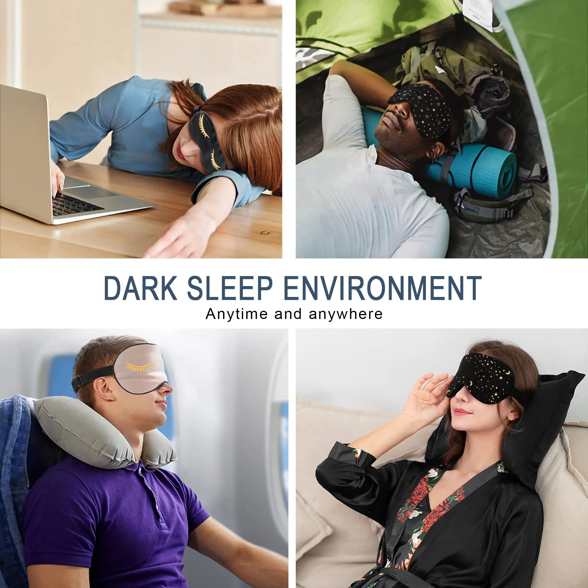 100% Silk Sleep mask with Adjustable Strap,Comfortable and Super Soft Eye mask Ultimate Sleeping aid,blindford Silver Stars Silverstar