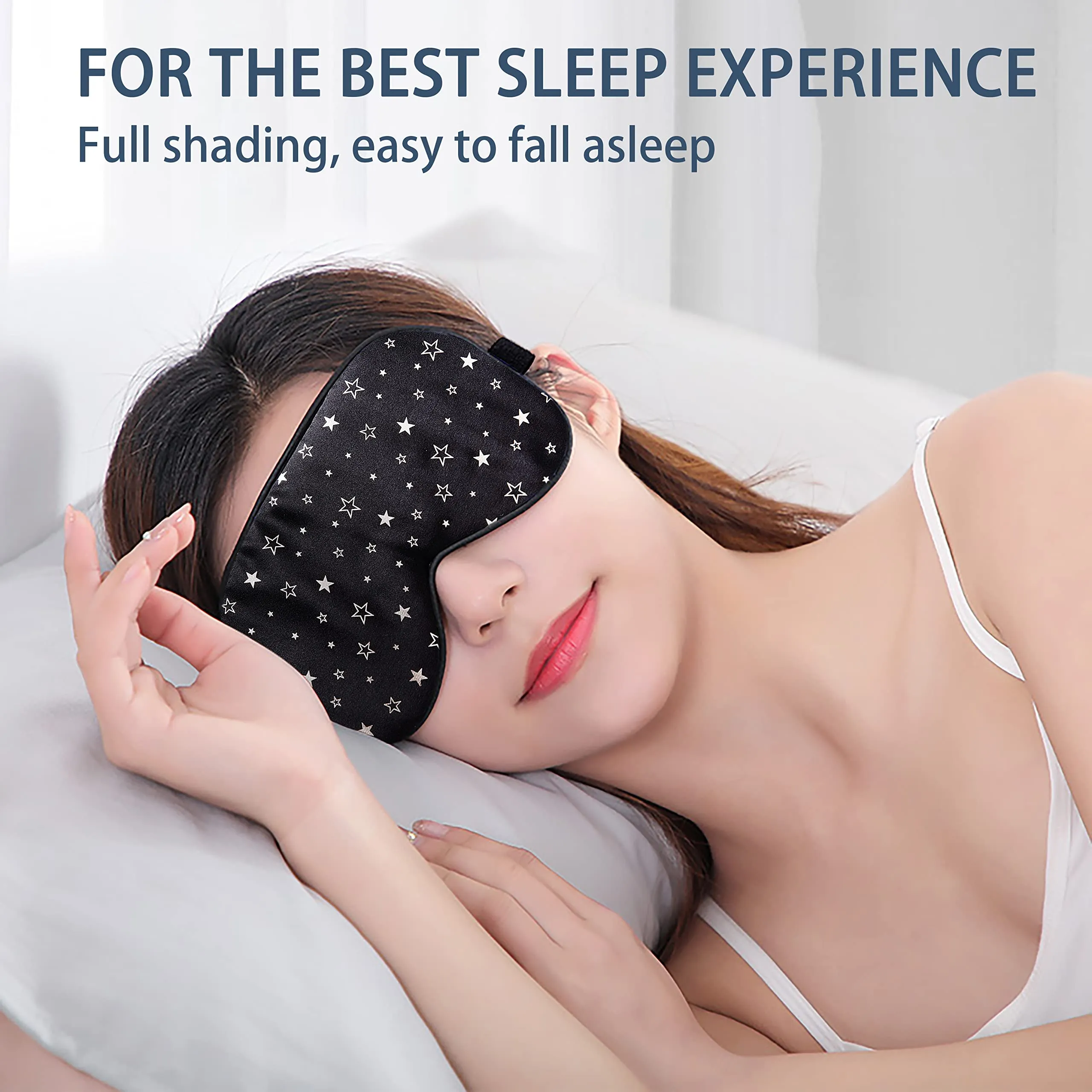 100% Silk Sleep mask with Adjustable Strap,Comfortable and Super Soft Eye mask Ultimate Sleeping aid,blindford Silver Stars Silverstar