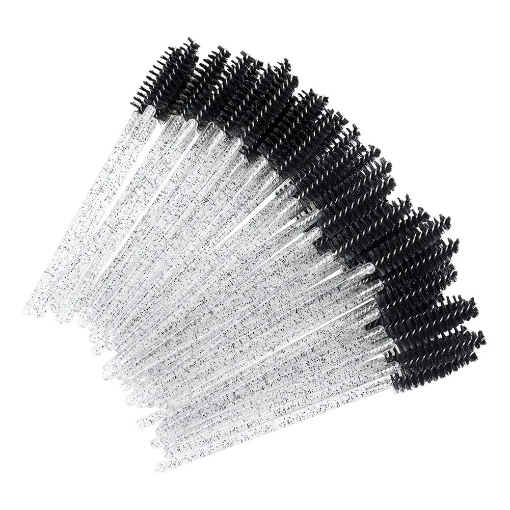 100PCS Crystal Eyelash Mascara Brushes Wands Applicator Makeup Kits (Black) Black
