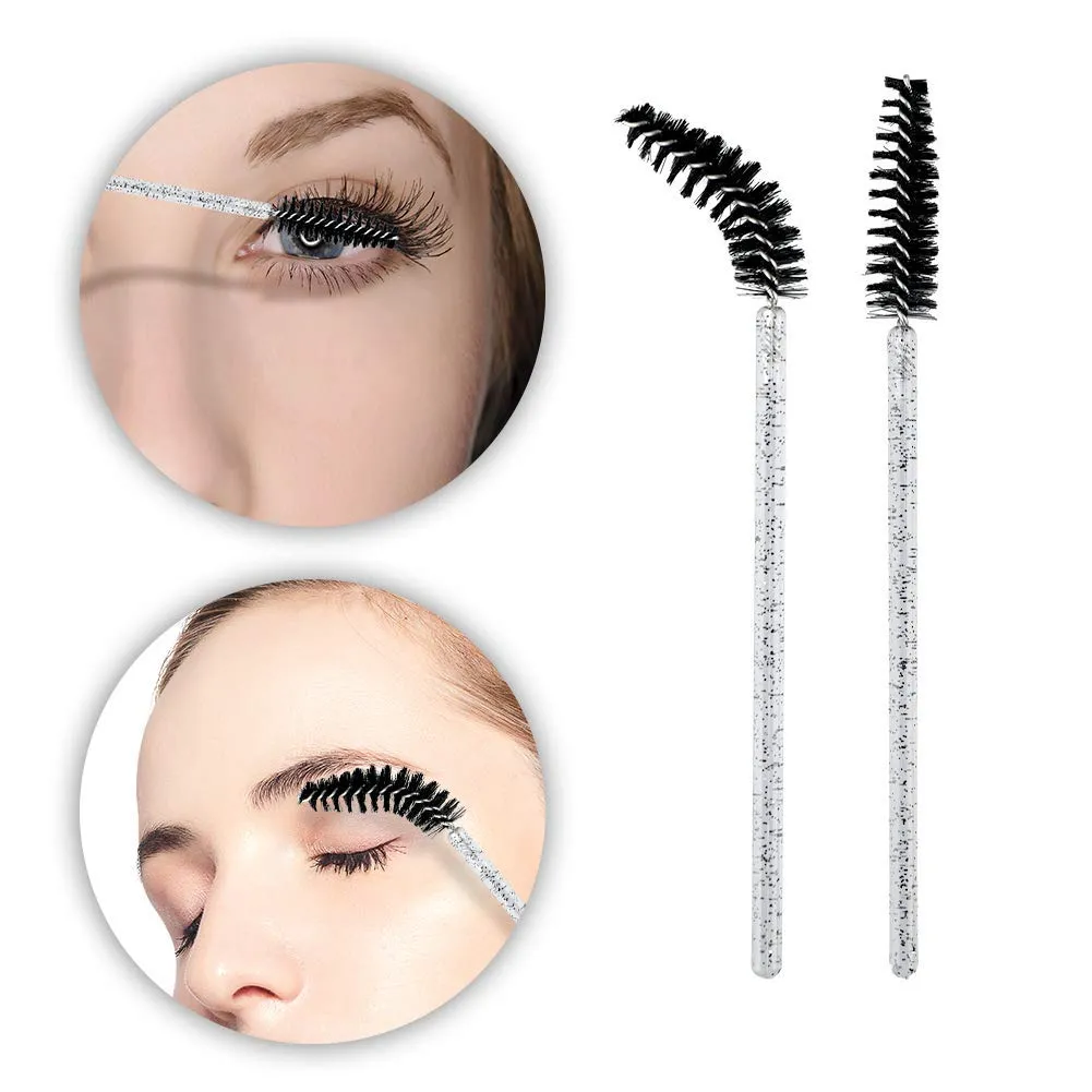 100PCS Crystal Eyelash Mascara Brushes Wands Applicator Makeup Kits (Black) Black