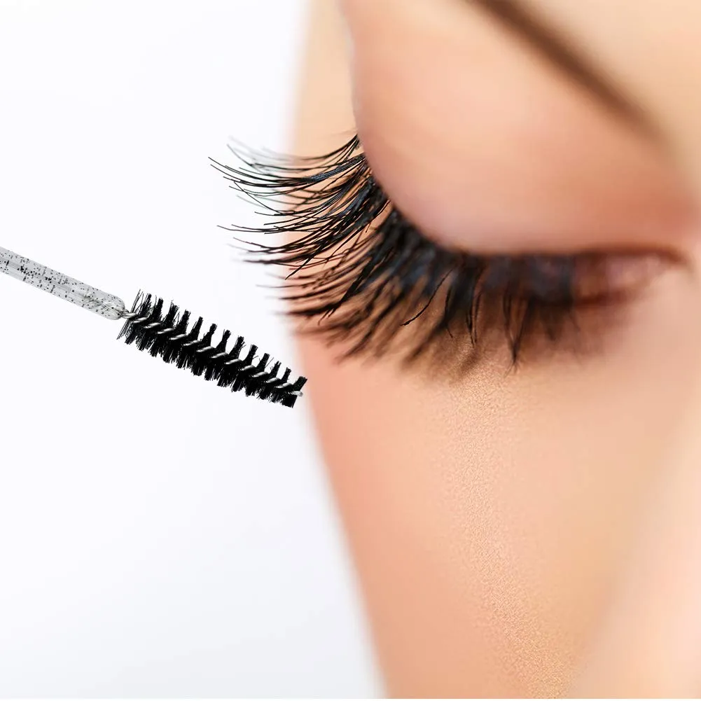 100PCS Crystal Eyelash Mascara Brushes Wands Applicator Makeup Kits (Black) Black
