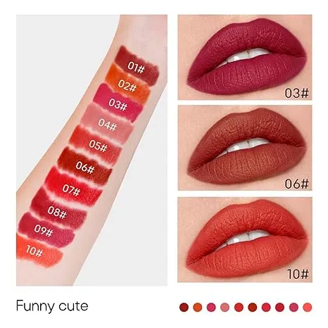 10Pcs Lipstick Set Mini Portable Matte Lip Glaze Waterproof Sweatproof Long Lasting Lip stick