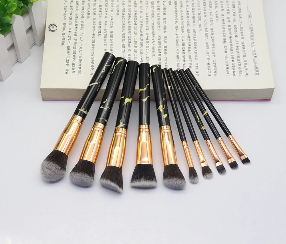 15 Marbled Design Makeup Brushes Set.