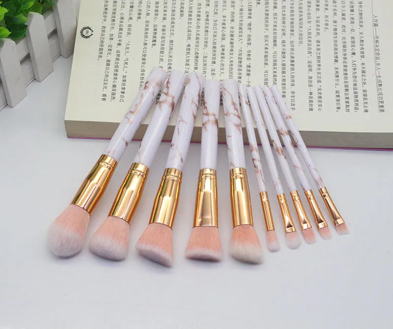 15 Marbled Design Makeup Brushes Set.