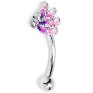 16 Gauge 5/16 Peacock Purple Curved Eyebrow Ring