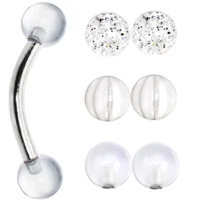 16 Gauge Clear Ball 4 Pair Interchangeable Eyebrow Pack Set