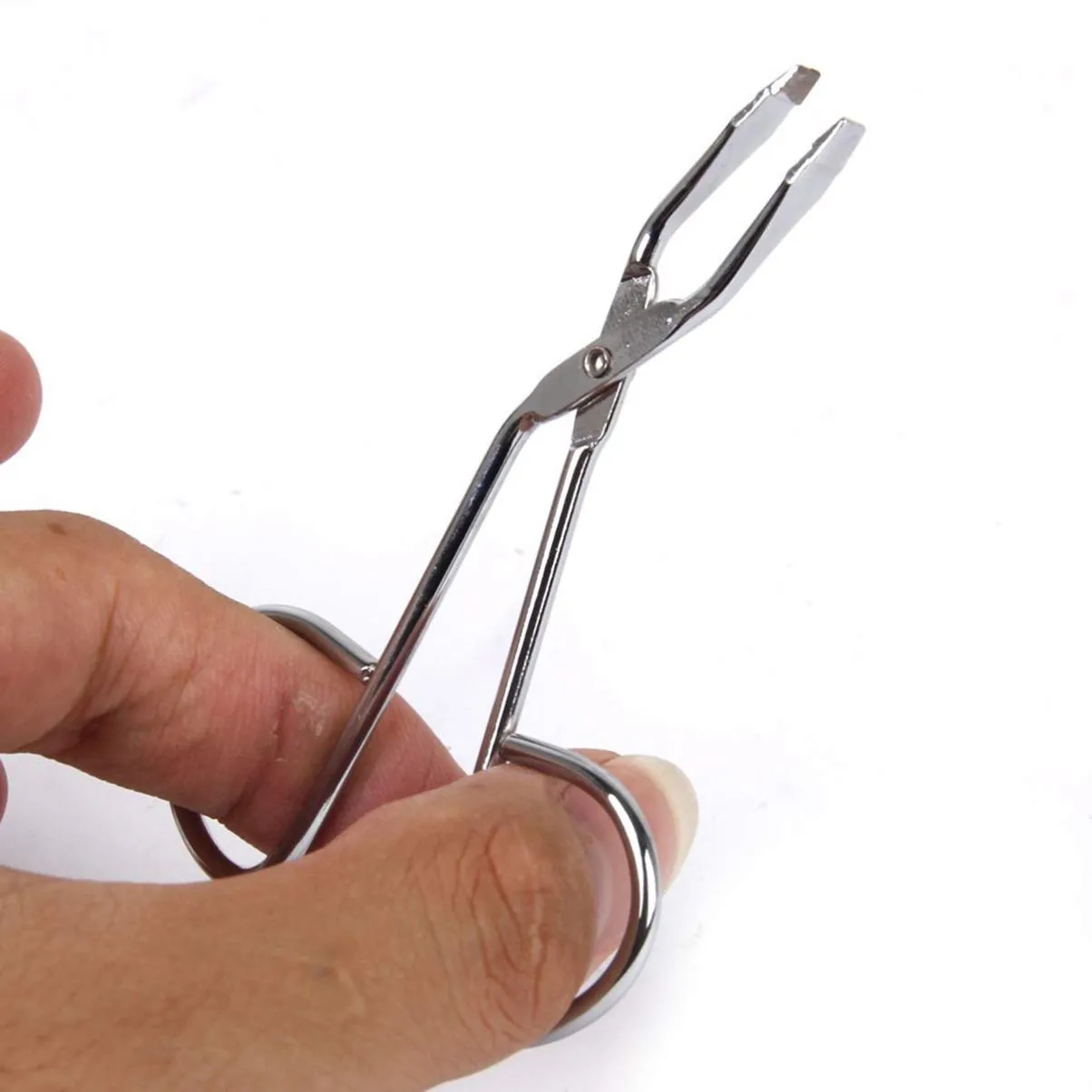 1Pc Eyebrow Tweezers Stainless Steel Tweezers Clip with Scissors Shaped Eyebrow Straignt Tweezers Clip Flat Tip Tweezers for Hair Plucker (Silver)