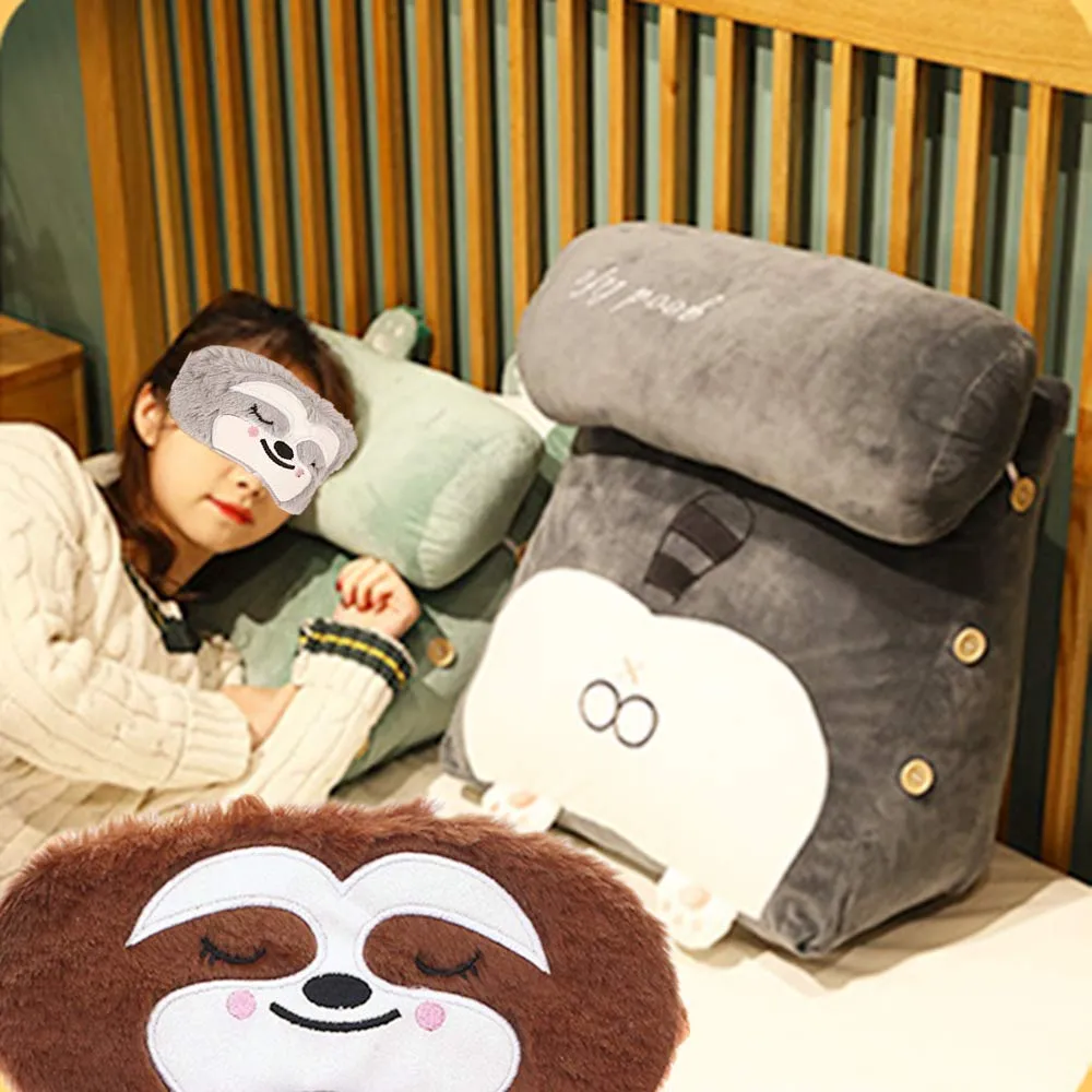 2 Pieces Funny Blindfold Fluffy Soft Silk Plush Sloth Sleep Eye Mask Travel Blindfold for Girls Boys Women Men Kids Home Sleeping Traveling (Grey Brown)