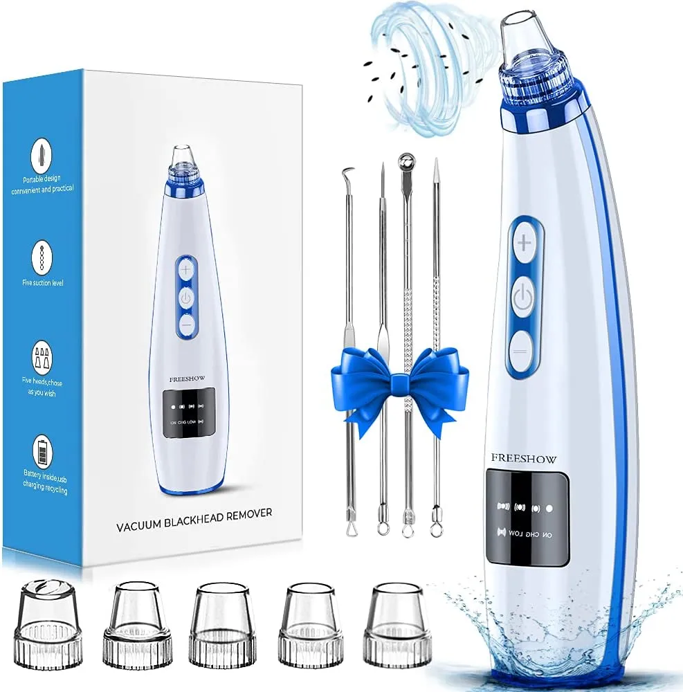 2022 Newest Blackhead Remover Pore Vacuum,Upgraded Facial Pore Cleaner,Electric Acne Comedone Whitehead Extractor Tool-5 Suction Power,5 Probes,USB Rechargeable Blackhead Vacuum Kit for Women & Men