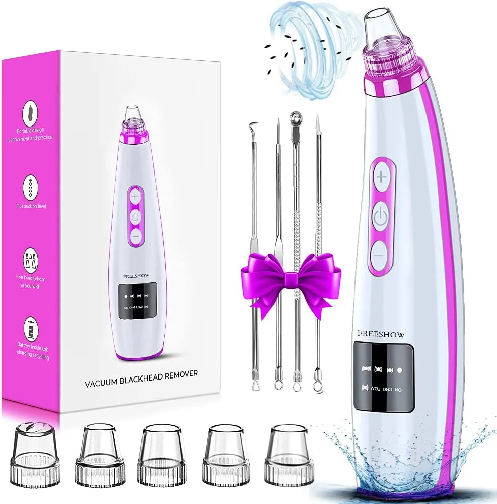 2022 Newest Blackhead Remover Pore Vacuum,Upgraded Facial Pore Cleaner,Electric Acne Comedone Whitehead Extractor Tool-5 Suction Power,5 Probes,USB Rechargeable Blackhead Vacuum Kit for Women & Men