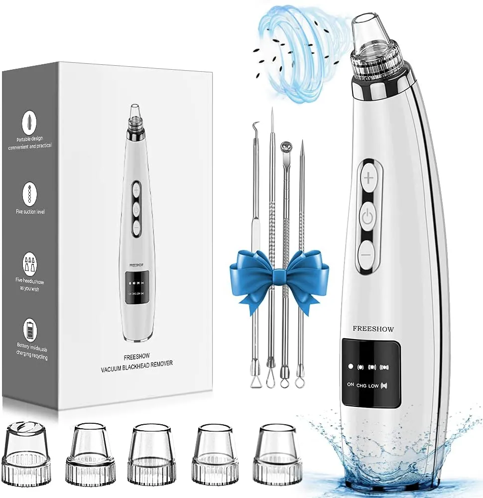 2022 Newest Blackhead Remover Pore Vacuum,Upgraded Facial Pore Cleaner,Electric Acne Comedone Whitehead Extractor Tool-5 Suction Power,5 Probes,USB Rechargeable Blackhead Vacuum Kit for Women & Men
