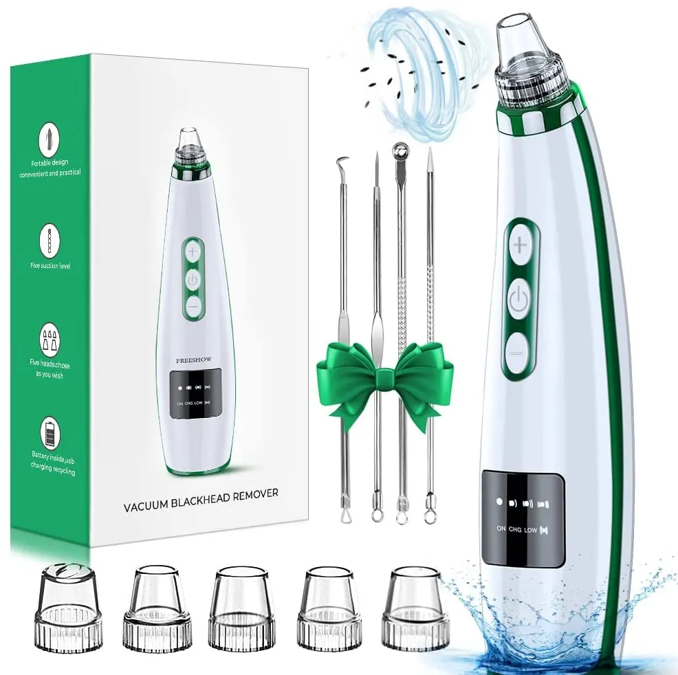 2022 Newest Blackhead Remover Pore Vacuum,Upgraded Facial Pore Cleaner,Electric Acne Comedone Whitehead Extractor Tool-5 Suction Power,5 Probes,USB Rechargeable Blackhead Vacuum Kit for Women & Men