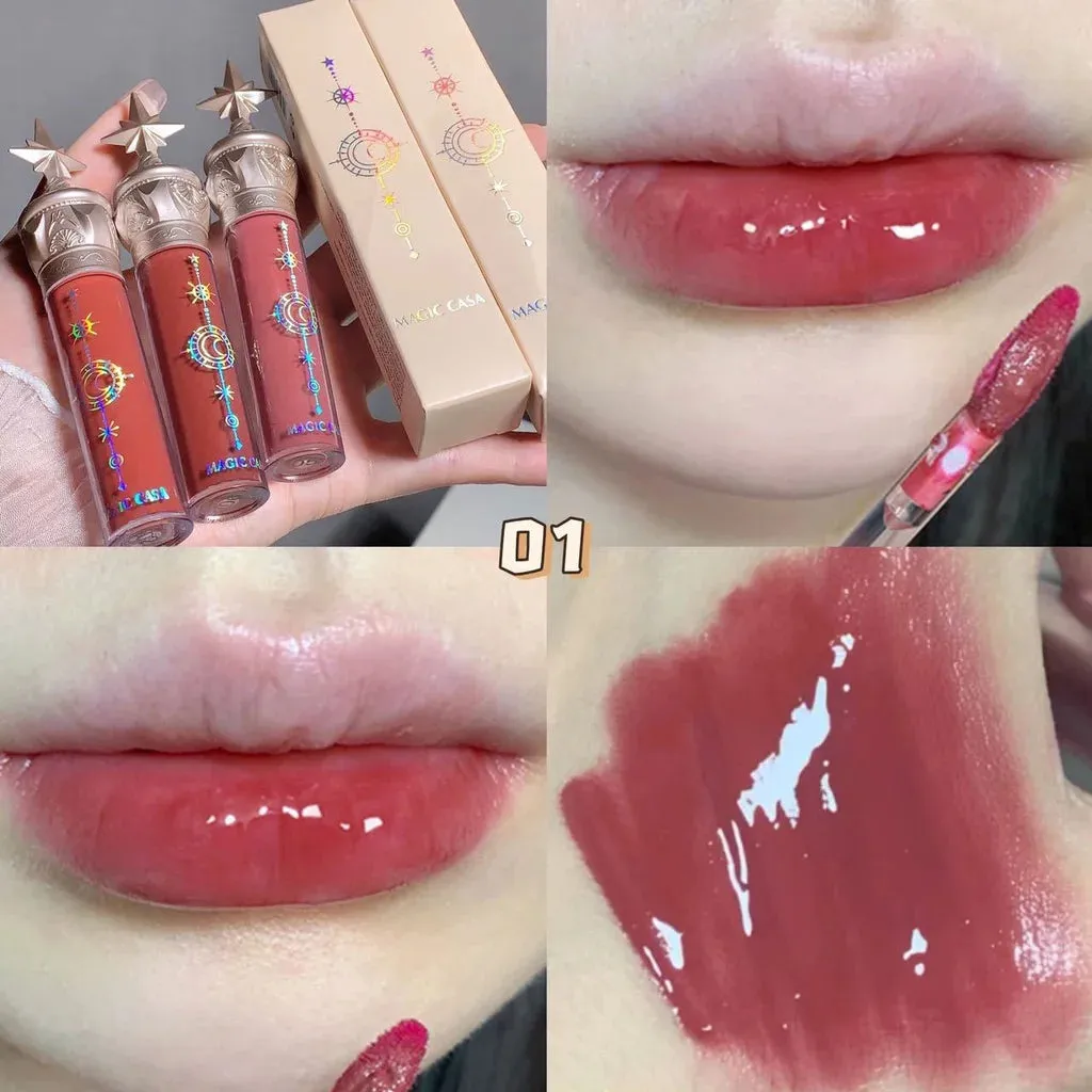2024 New Moisturizing Lip Stain & Mirror Lip Gloss Set - Glass Glow Matte Lip Tint Lipstick