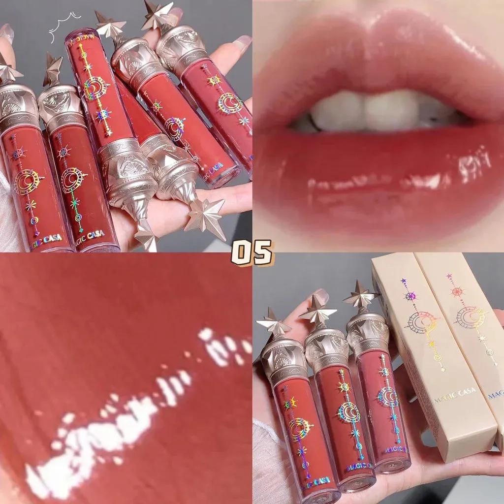 2024 New Moisturizing Lip Stain & Mirror Lip Gloss Set - Glass Glow Matte Lip Tint Lipstick
