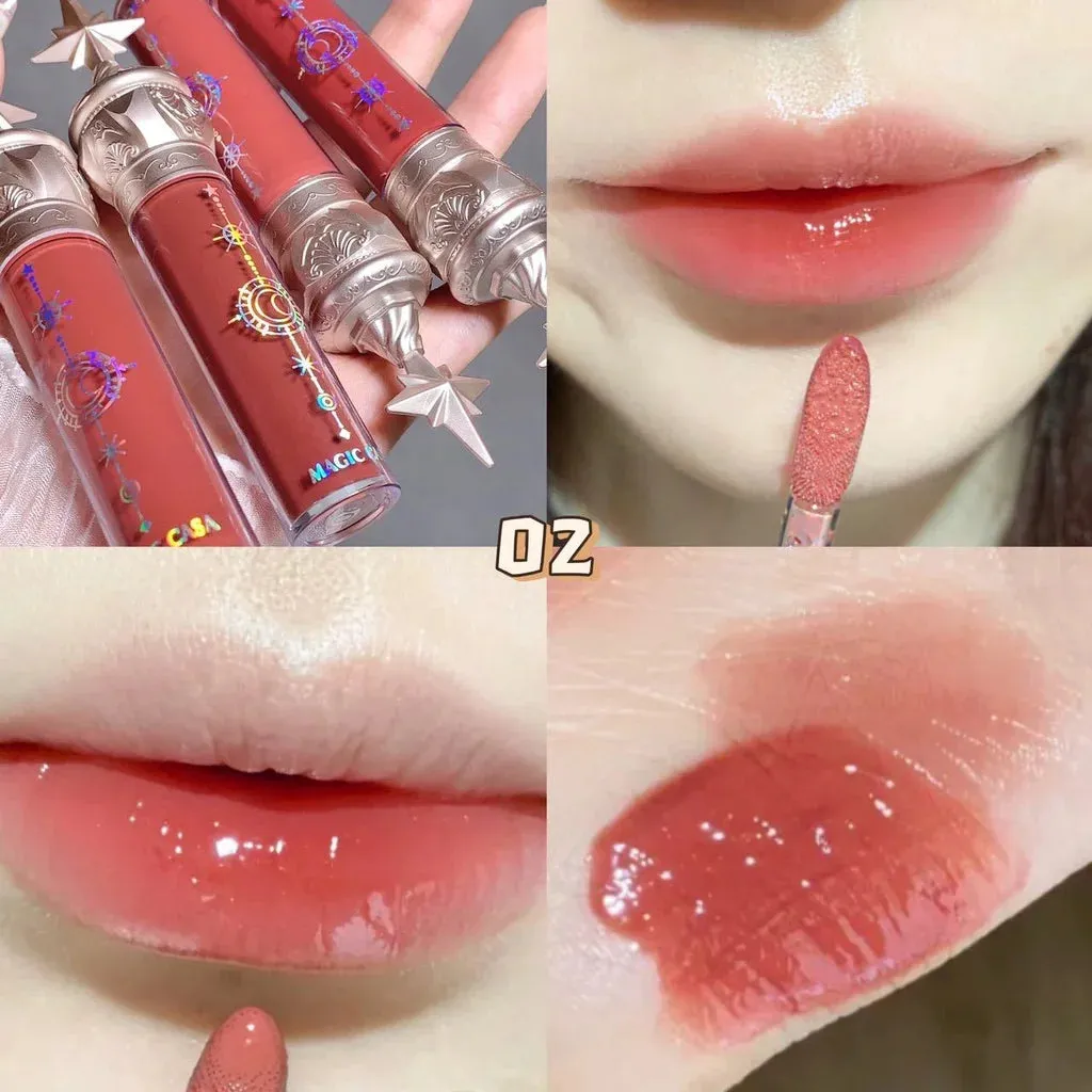 2024 New Moisturizing Lip Stain & Mirror Lip Gloss Set - Glass Glow Matte Lip Tint Lipstick
