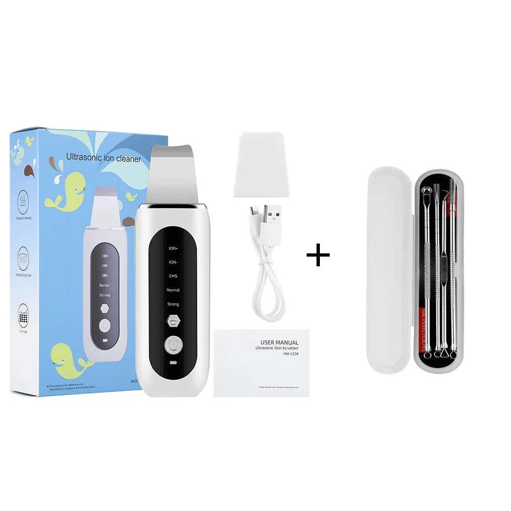 2024 Ultrasonic Face Scrubber – USB Rechargeable Skin Lifting & Pore Cleansing Tool, Blackhead Remover with Ion Technology