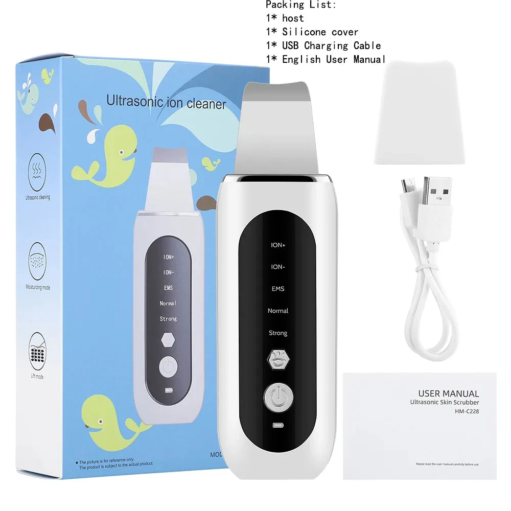 2024 Ultrasonic Face Scrubber – USB Rechargeable Skin Lifting & Pore Cleansing Tool, Blackhead Remover with Ion Technology