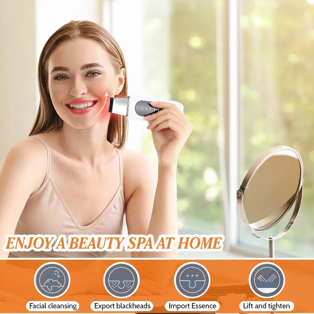 2024 Ultrasonic Face Scrubber – USB Rechargeable Skin Lifting & Pore Cleansing Tool, Blackhead Remover with Ion Technology