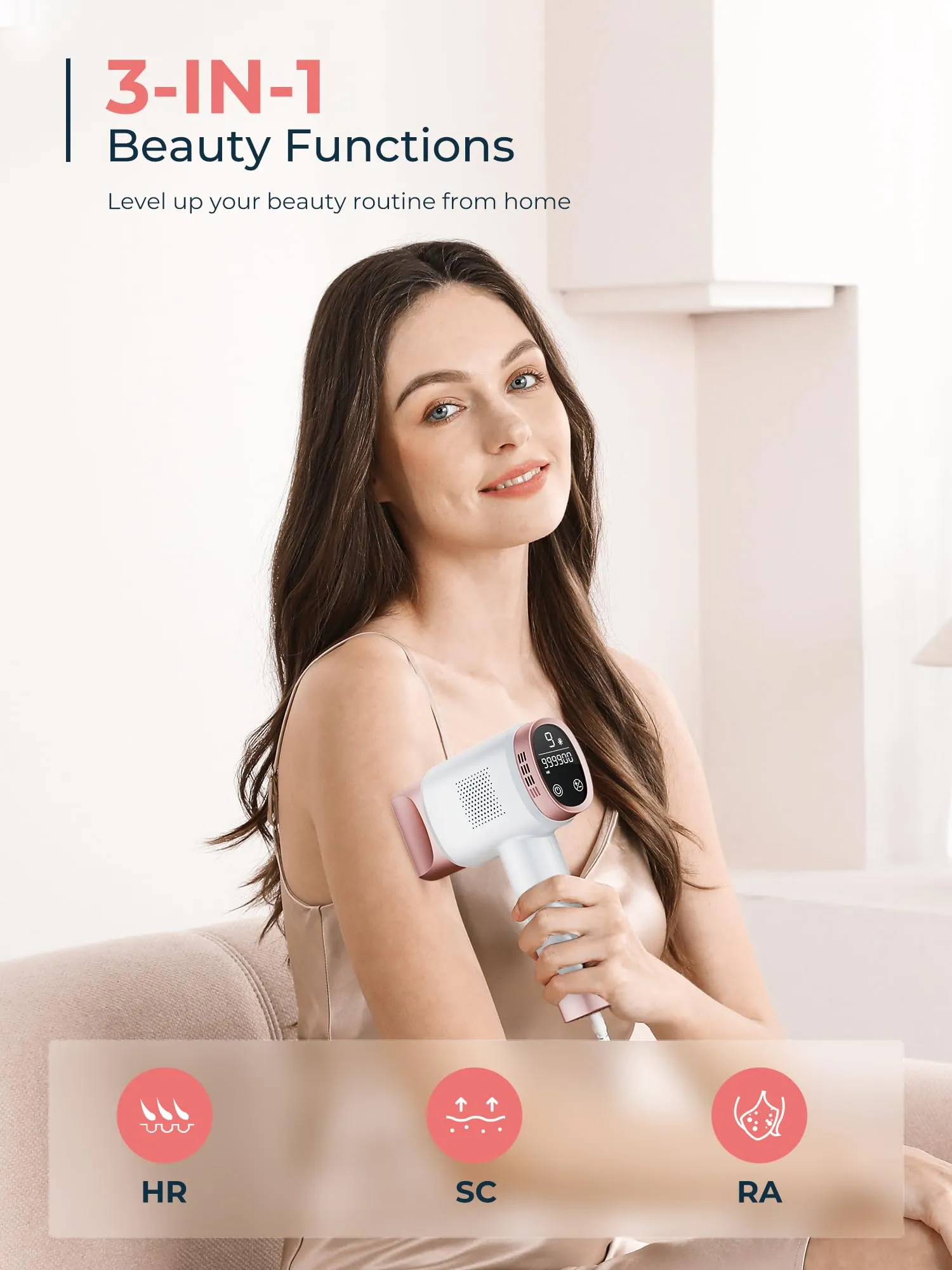 21J Ice Cooling IPL Device Hair Removal, Laser Hair Removal with 3 Functions HR/SC/RA, 9 Energy Levels, IPL Laser Hair Remover for Women Men, Face Bikini Arm Leg