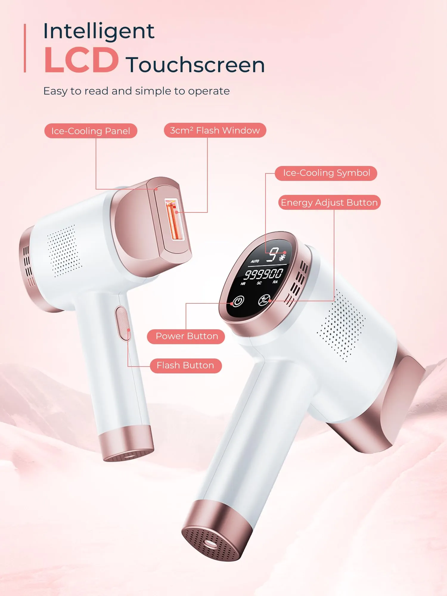 21J Ice Cooling IPL Device Hair Removal, Laser Hair Removal with 3 Functions HR/SC/RA, 9 Energy Levels, IPL Laser Hair Remover for Women Men, Face Bikini Arm Leg
