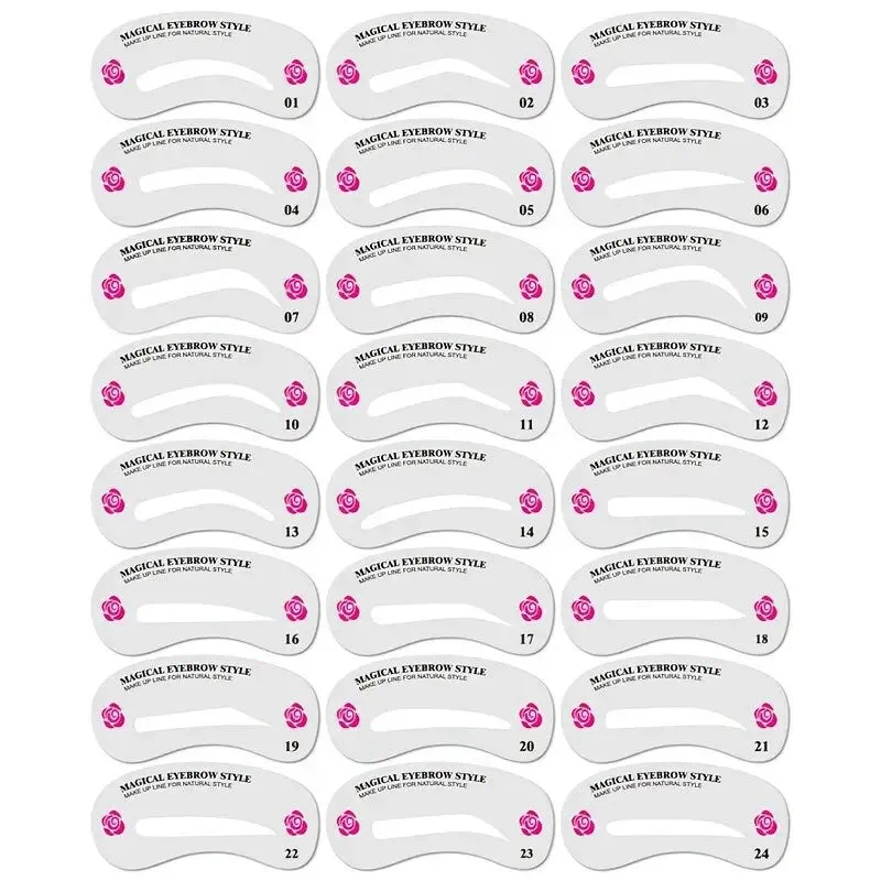 24 Styles Card Eyebrow Stencil Grooming Shaper Template Makeup Tools Eyebrow Shaper Cosmetic Tool For Women Accessories