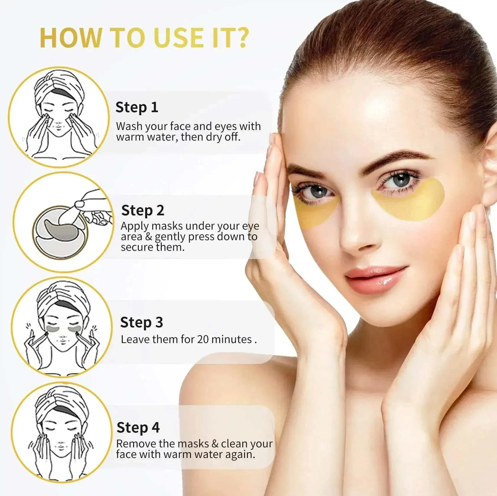 24K Gold Eye Mask- Luxury Anti-Aging Under Eye Treatment