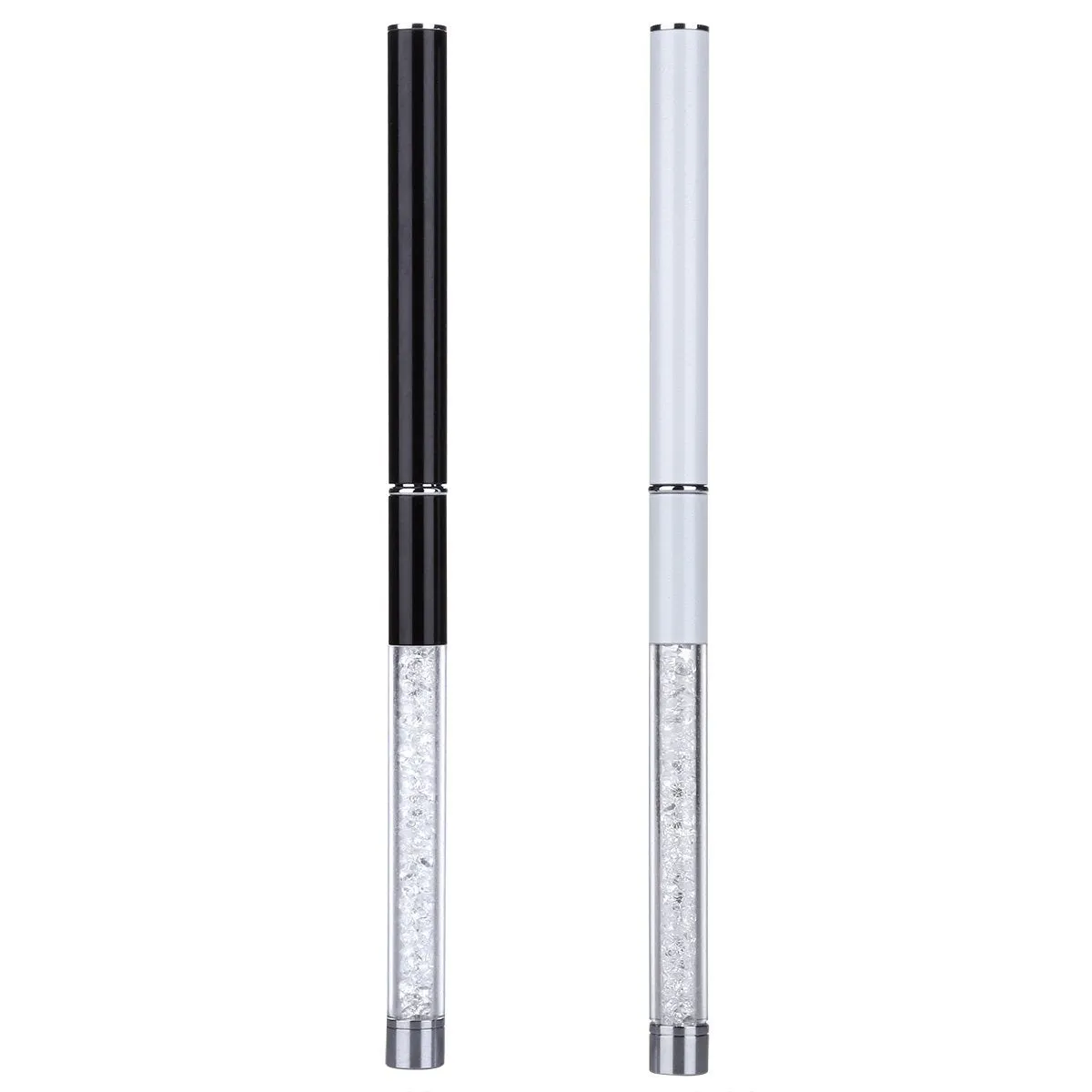 2Pcs Eye Brush with Cap for Travel Eye Brow Eyelash Mascara Brushes Wands Applicator Portable Cosmetic Brushes Black&White