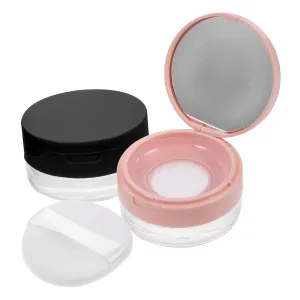 2pcs Loose Powder Compact Container for Makeup Cases Mirror Portable and Easy to Use for Travel Compact Design for Women and Girls