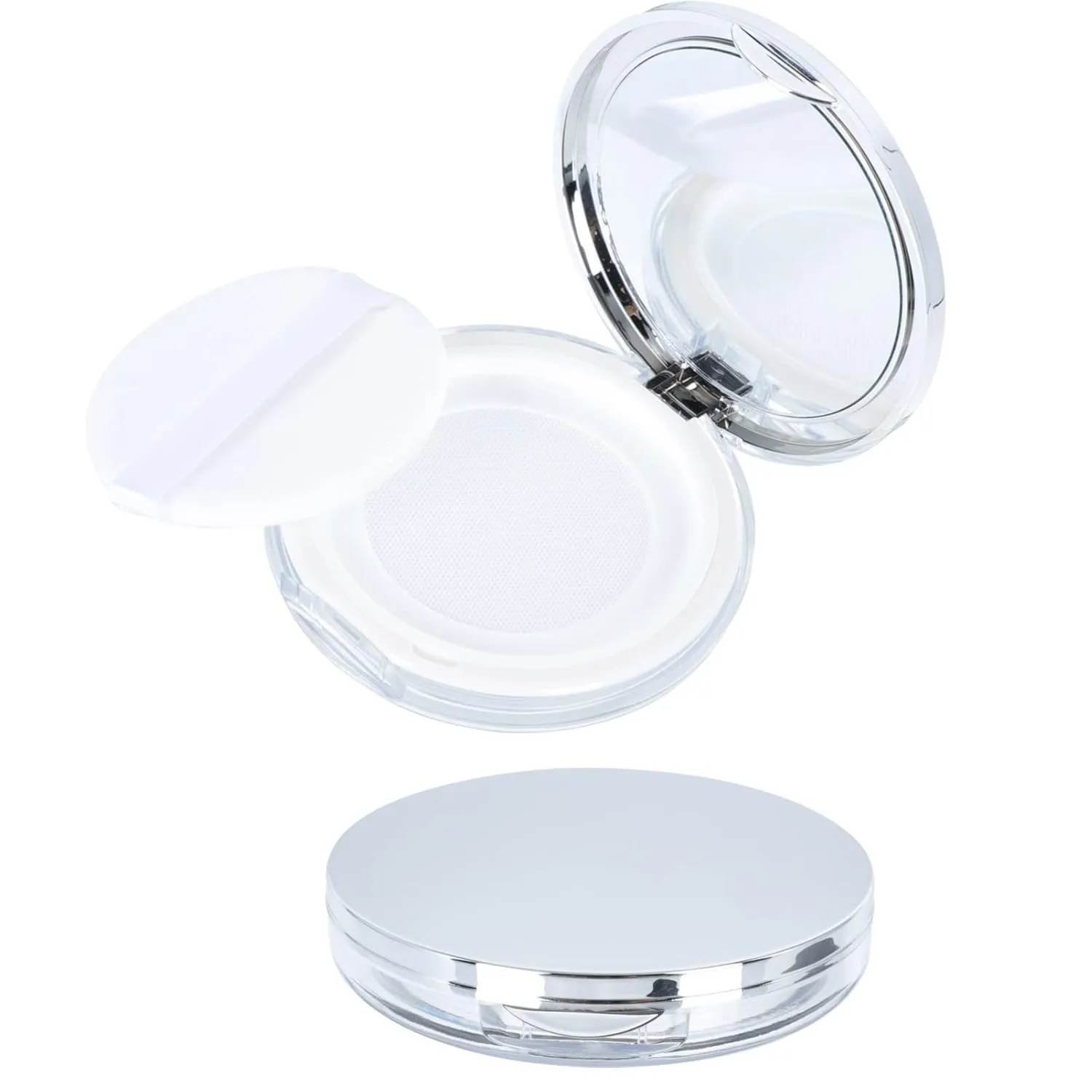 2pcs Loose Powder Holder Makeup Case Mirror Portable Powder Puff Box for Women Airtight Design for Even Distribution for Home Salon Use