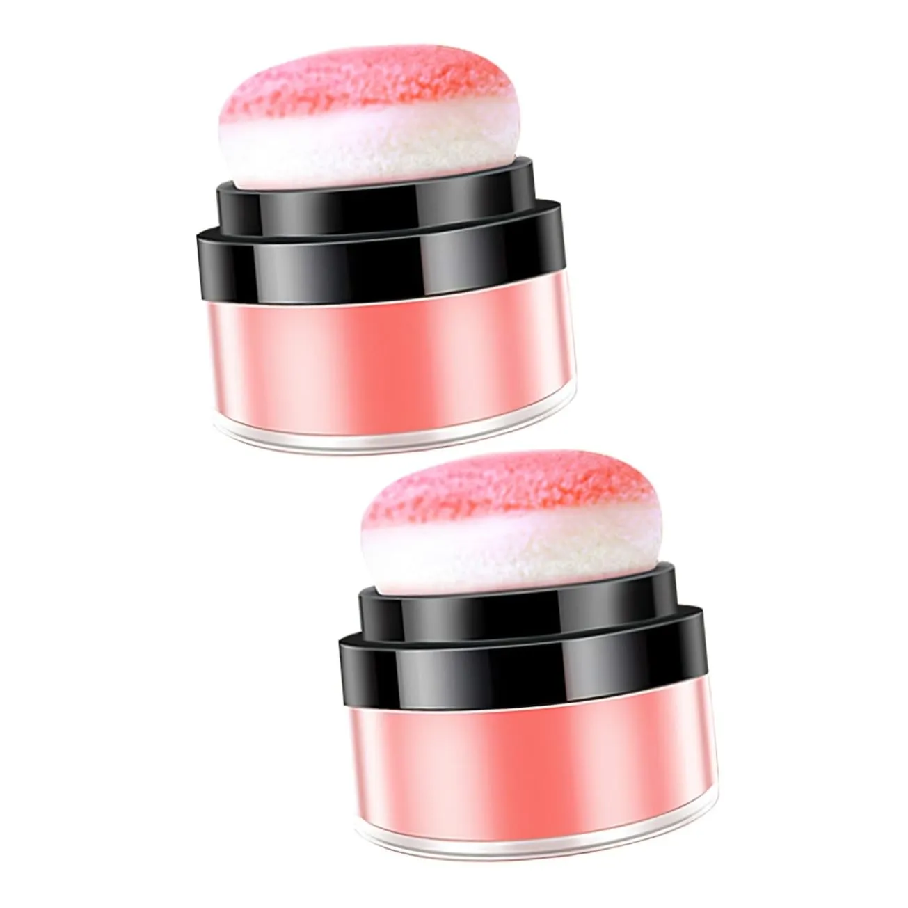 2pcs Women Loose Powder Blush Mineral Makeup with Puff Shimmer Finish for Cheeks Easy Application Portable Design for Rosy