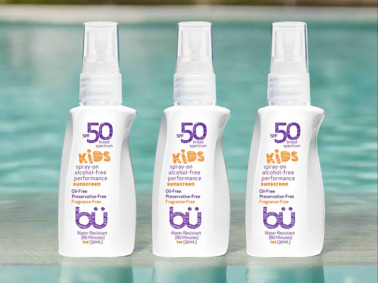 3 Pack - Bu SPF 50 Alcohol-Free KIDS Fragrance-Free Eco- Friendly Sunscreen Spray
