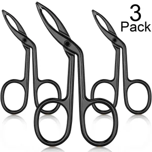 3 Packs Eyebrow Tweezers, Scissors Shaped Eyebrow Straight Tip Tweezers Clip, Flat Tip Tweezers Hair Plucker, Straight Tip Hairgripping Eyebrow (Black Plated) Black Plated