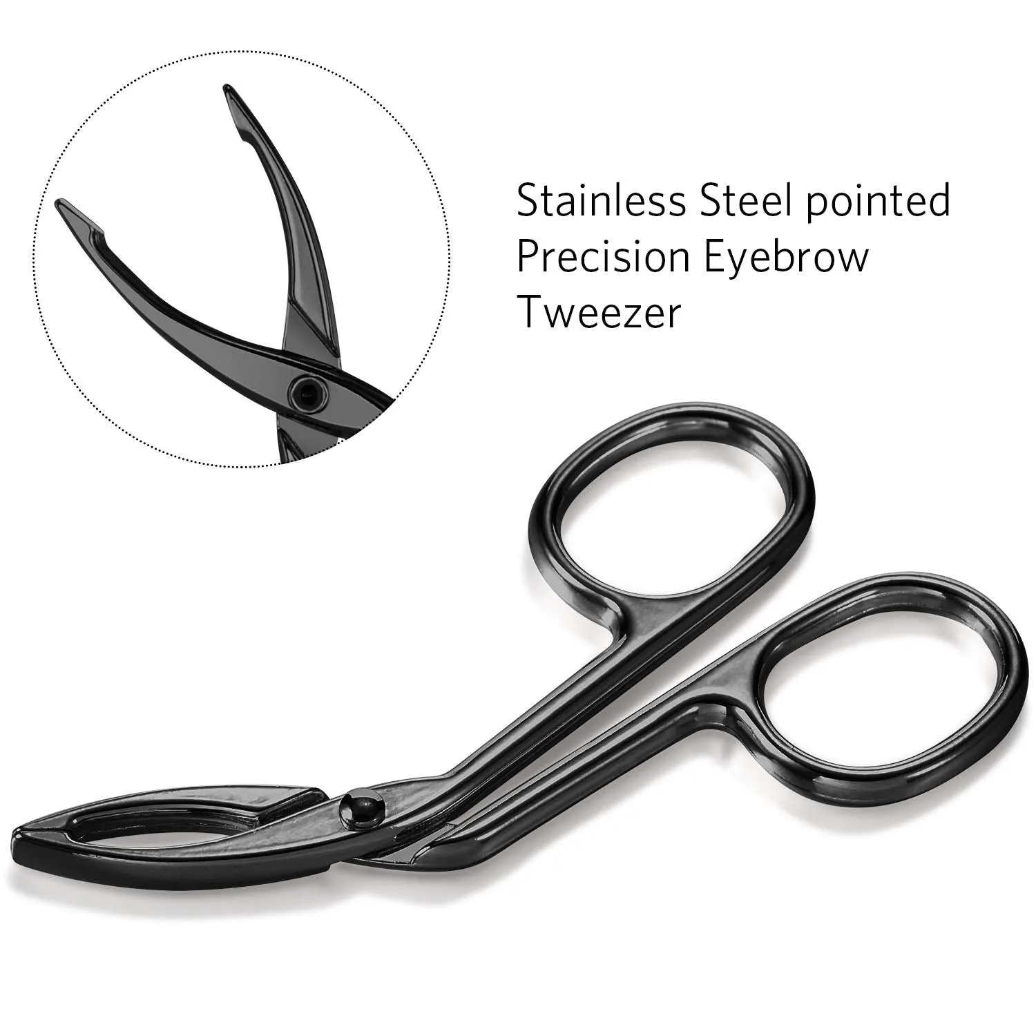 3 Packs Eyebrow Tweezers, Scissors Shaped Eyebrow Straight Tip Tweezers Clip, Flat Tip Tweezers Hair Plucker, Straight Tip Hairgripping Eyebrow (Black Plated) Black Plated