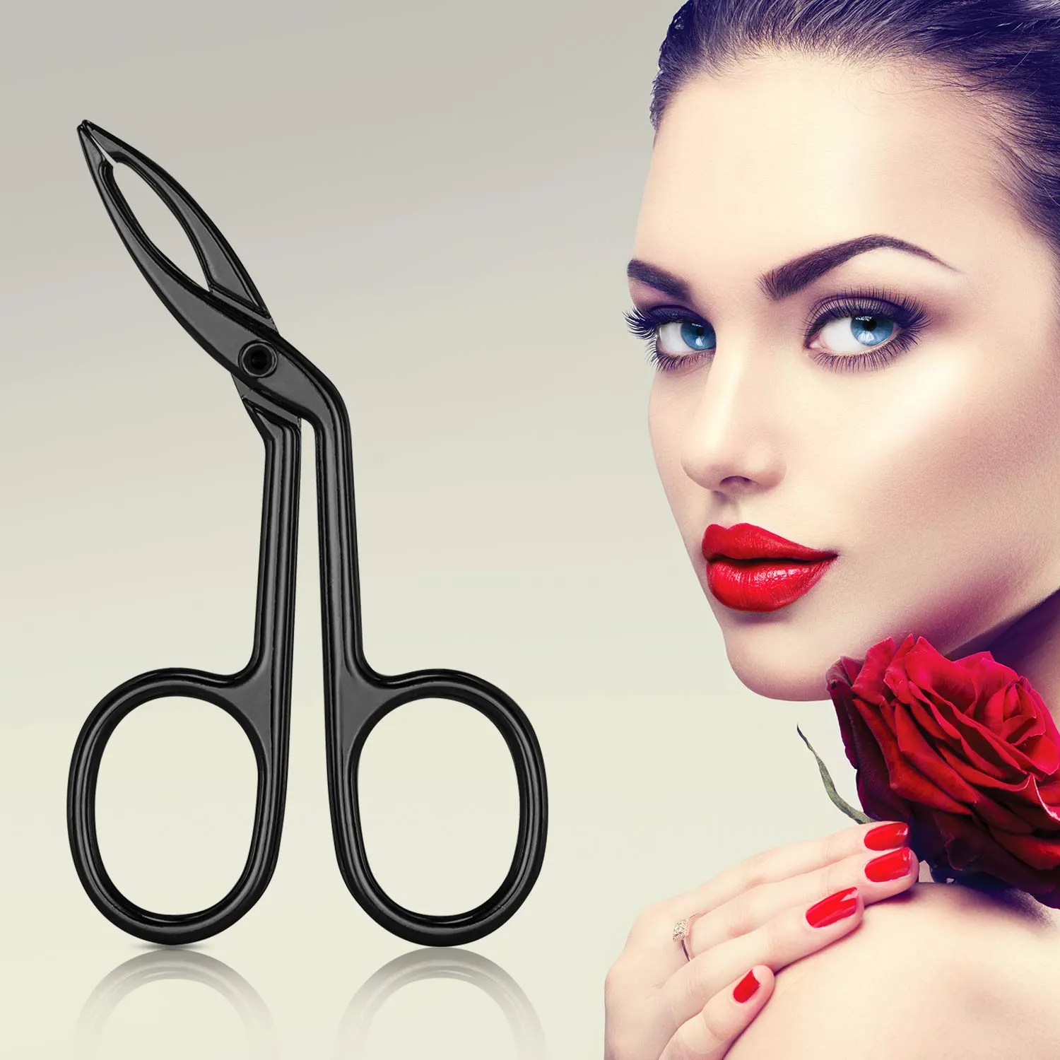3 Packs Eyebrow Tweezers, Scissors Shaped Eyebrow Straight Tip Tweezers Clip, Flat Tip Tweezers Hair Plucker, Straight Tip Hairgripping Eyebrow (Black Plated) Black Plated