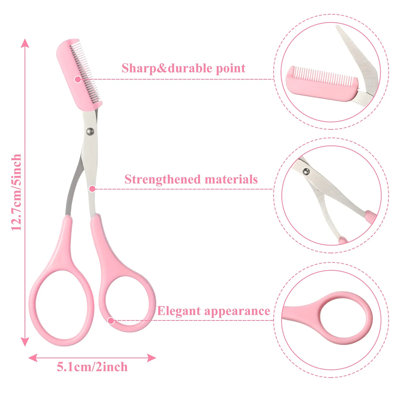3 Pieces Eyebrow Shaping Cut Scissors Eyebrow Trimmer Scissors with Comb Eyebrow Comb Non Slip Finger Grips Hair Removal Beauty Accessories for Men And Women, Pink, Blue, Black