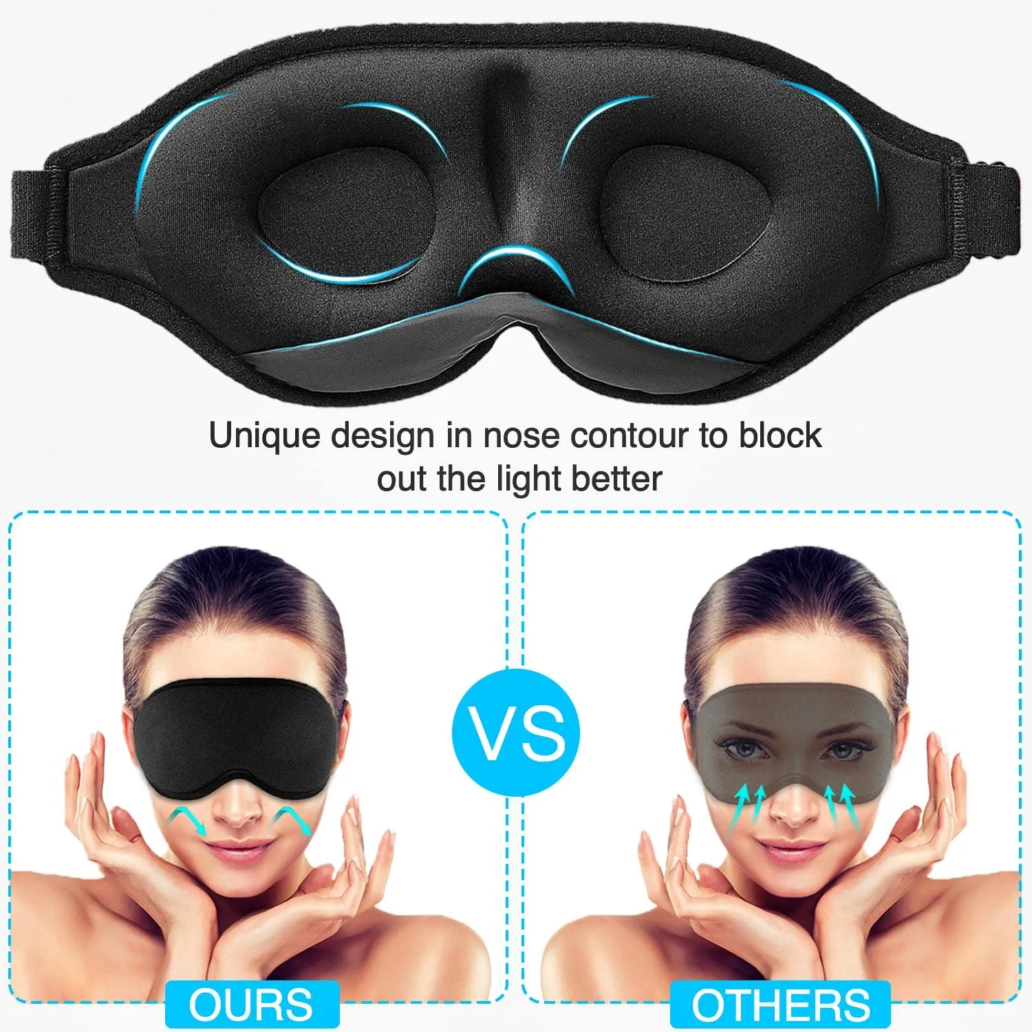 3D Sleep Mask - Eye Mask for Sleeping with 100% Blackout Design, Funny Sleep Mask 3D Sleeping Mask for Women Men (Good Night)