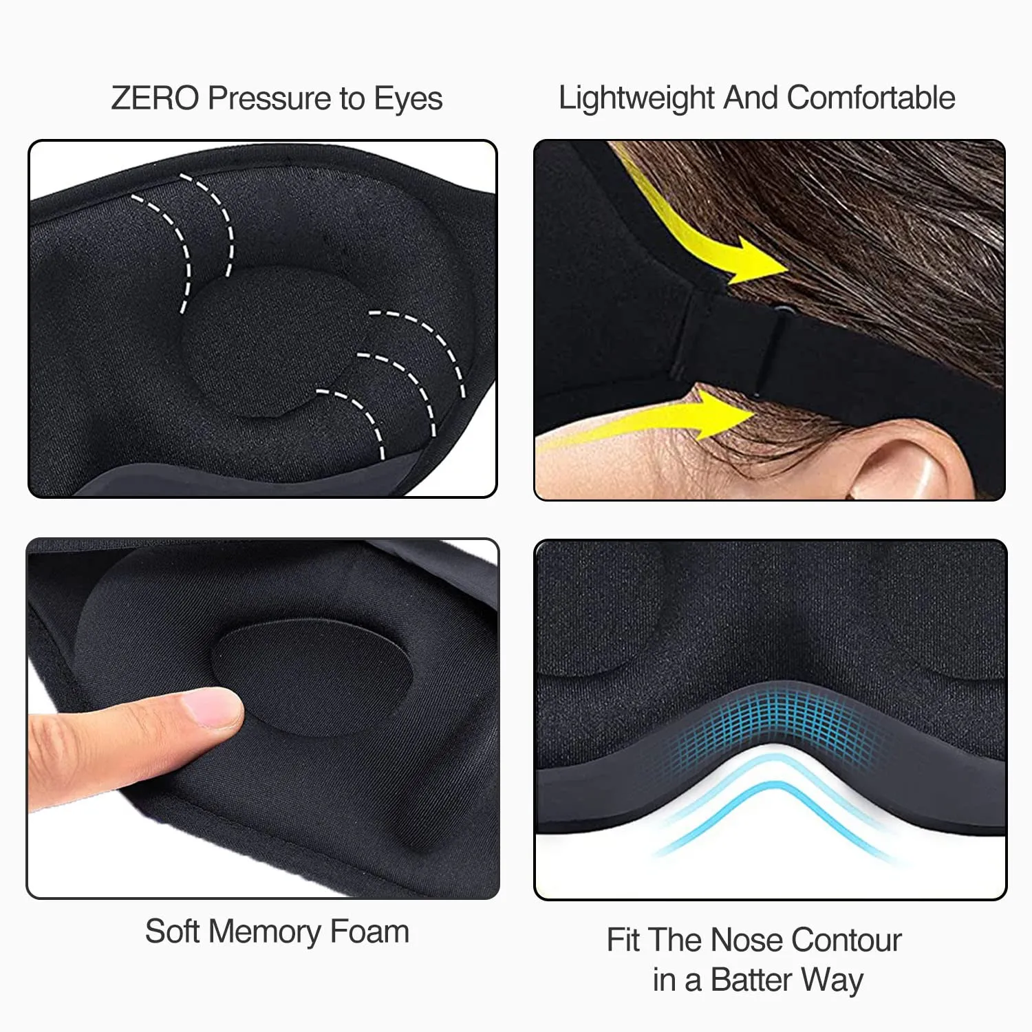 3D Sleep Mask - Eye Mask for Sleeping with 100% Blackout Design, Funny Sleep Mask 3D Sleeping Mask for Women Men (Good Night)