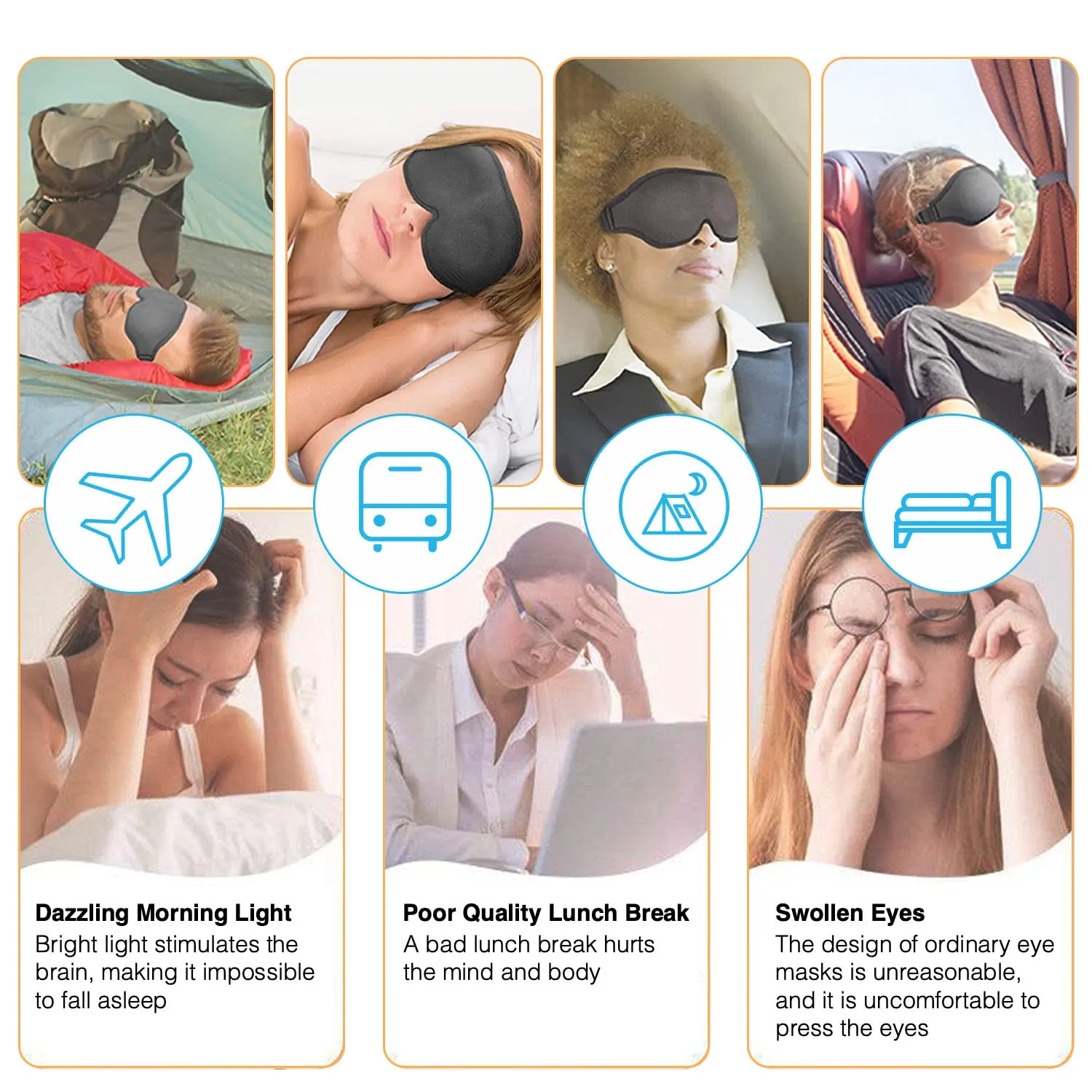 3D Sleep Mask - Eye Mask for Sleeping with 100% Blackout Design, Funny Sleep Mask 3D Sleeping Mask for Women Men (Good Night)