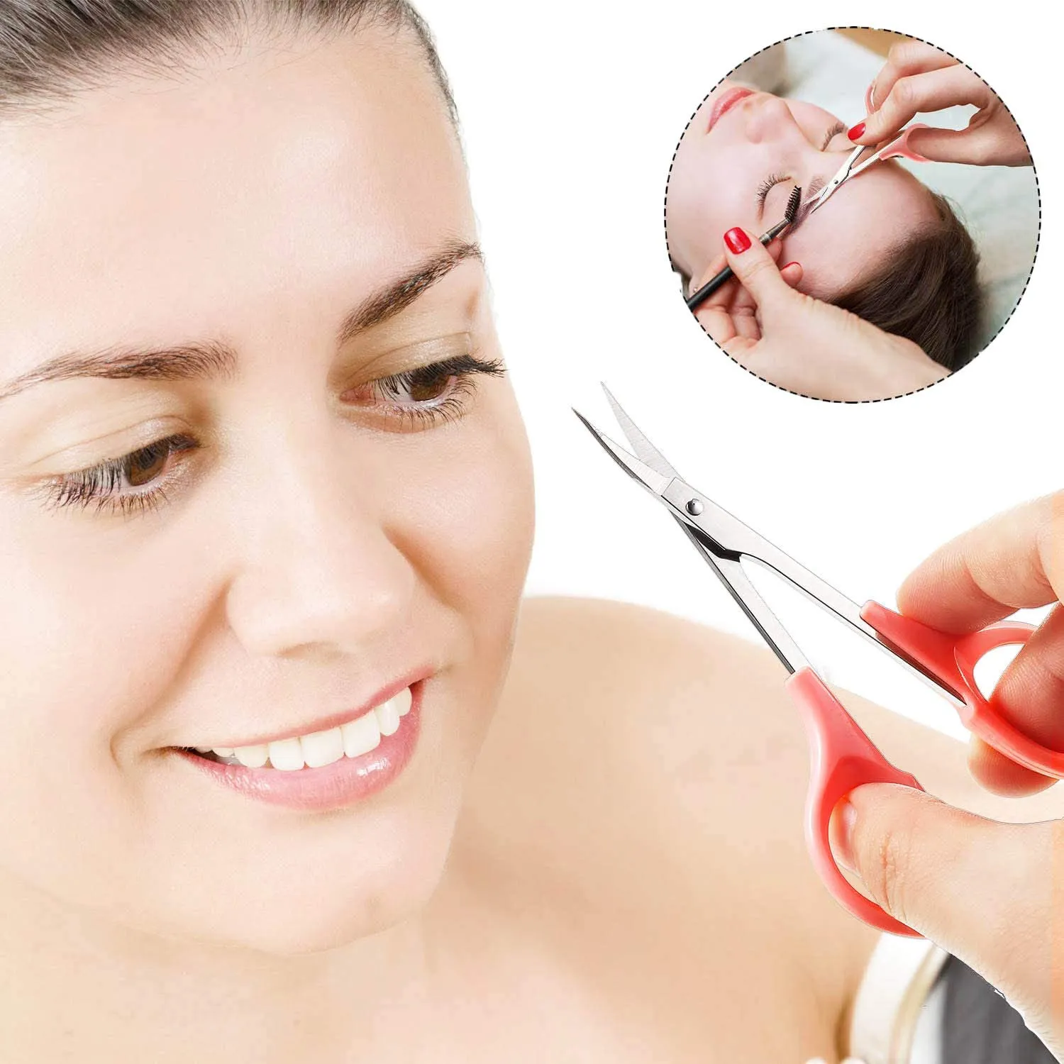4 Inches Curved Sharp Blade Craft Scissors For Eyebrow Eyelash Extensions Stainless Steel Eyebrow Scissors with Precision Cover Professional Trimmers - sharpened Small Beard Trimming 1 Pcs