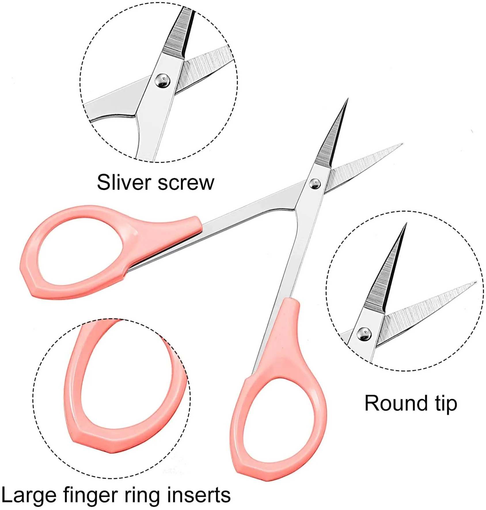 4 Inches Curved Sharp Blade Craft Scissors For Eyebrow Eyelash Extensions Stainless Steel Eyebrow Scissors with Precision Cover Professional Trimmers - sharpened Small Beard Trimming 1 Pcs