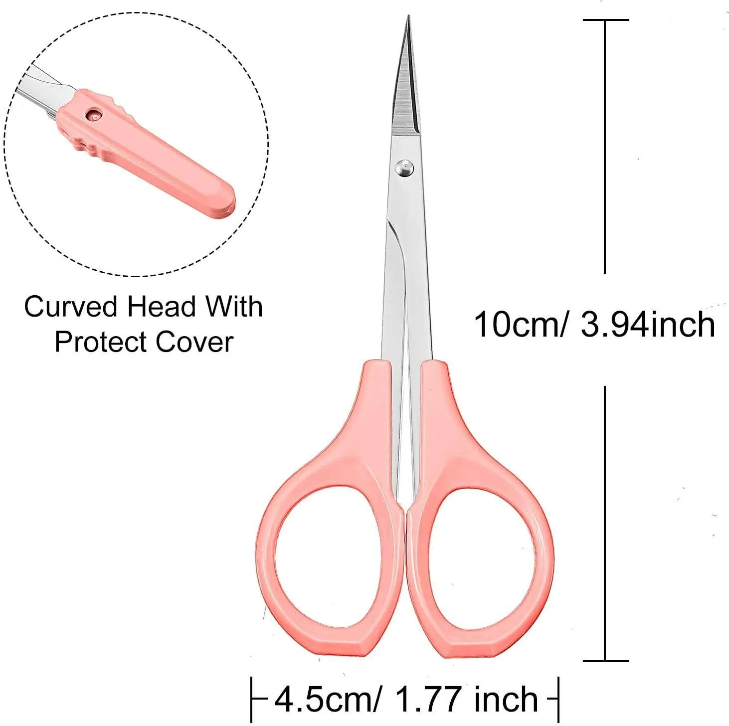 4 Inches Curved Sharp Blade Craft Scissors For Eyebrow Eyelash Extensions Stainless Steel Eyebrow Scissors with Precision Cover Professional Trimmers - sharpened Small Beard Trimming 1 Pcs