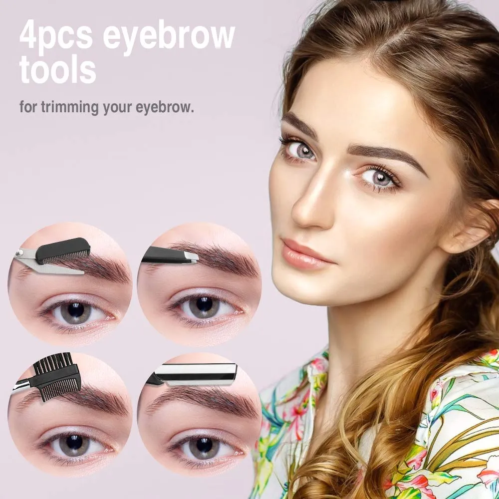 4 Pcs Eyebrow Trimming Kit Eyebrow Grooming Set with Tweezers Scissors Eyebrow Razor and Eyebrow Brush for Women and Men