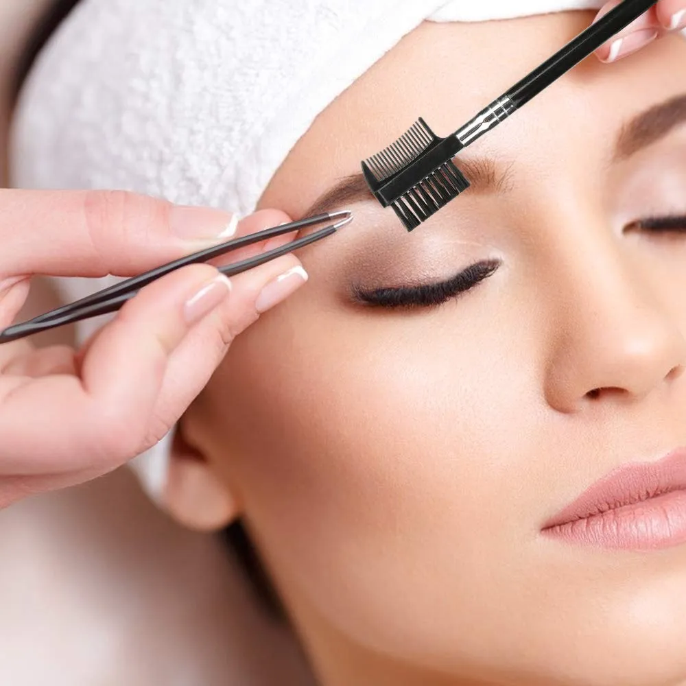 4 Pcs Eyebrow Trimming Kit Eyebrow Grooming Set with Tweezers Scissors Eyebrow Razor and Eyebrow Brush for Women and Men