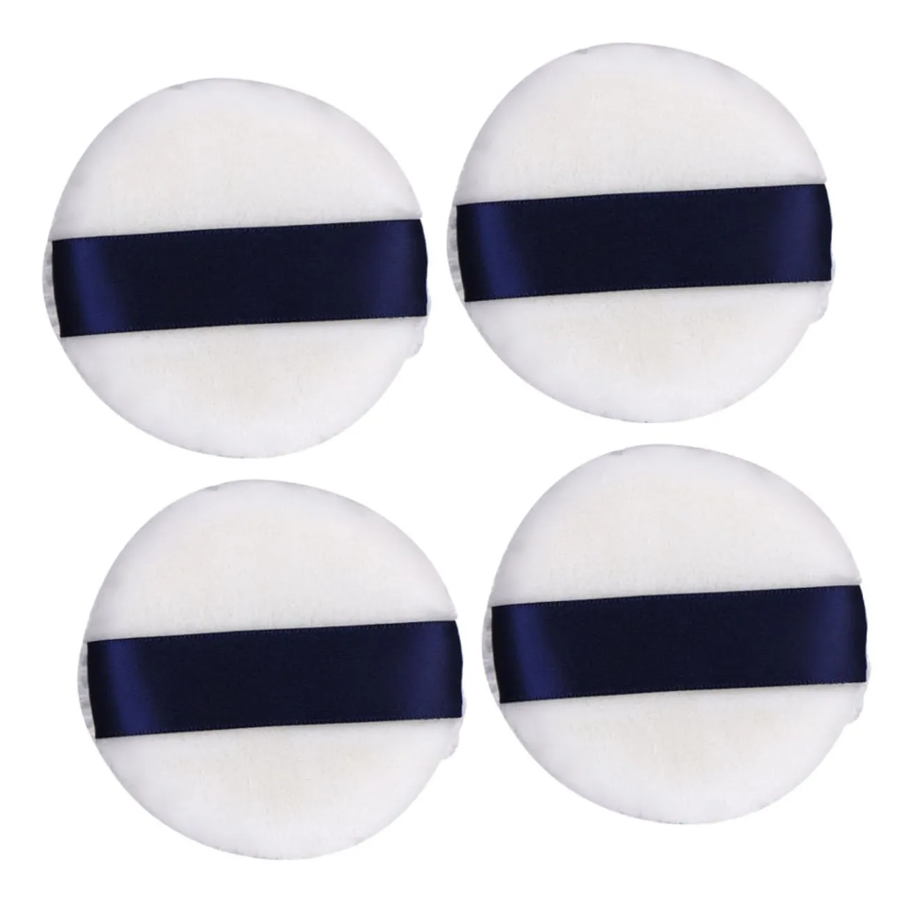 4Pcs Compact Powder Puff with Ribbon Lightweight Velour Makeup Applicator for Loose Powder Foundation for Daily Use Travel