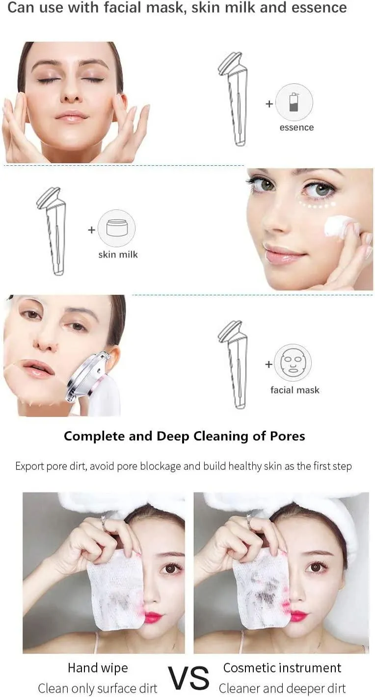5 in 1 Facial Massager Face LED Light Skin Care Beauty Device, Photon Skin Rejuvenation Apparatus, Skin Rejuvenation/Anti-aging/Skin Tightening/Face Lifting/Face Cleansing/Wrinkle Removing, Best Lady
