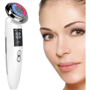 5 in 1 Facial Massager Face LED Light Skin Care Beauty Device, Photon Skin Rejuvenation Apparatus, Skin Rejuvenation/Anti-aging/Skin Tightening/Face Lifting/Face Cleansing/Wrinkle Removing, Best Lady