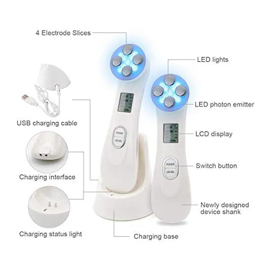 5 in 1 RF LED Light Therapy Skin Tightening Machine Face Massager