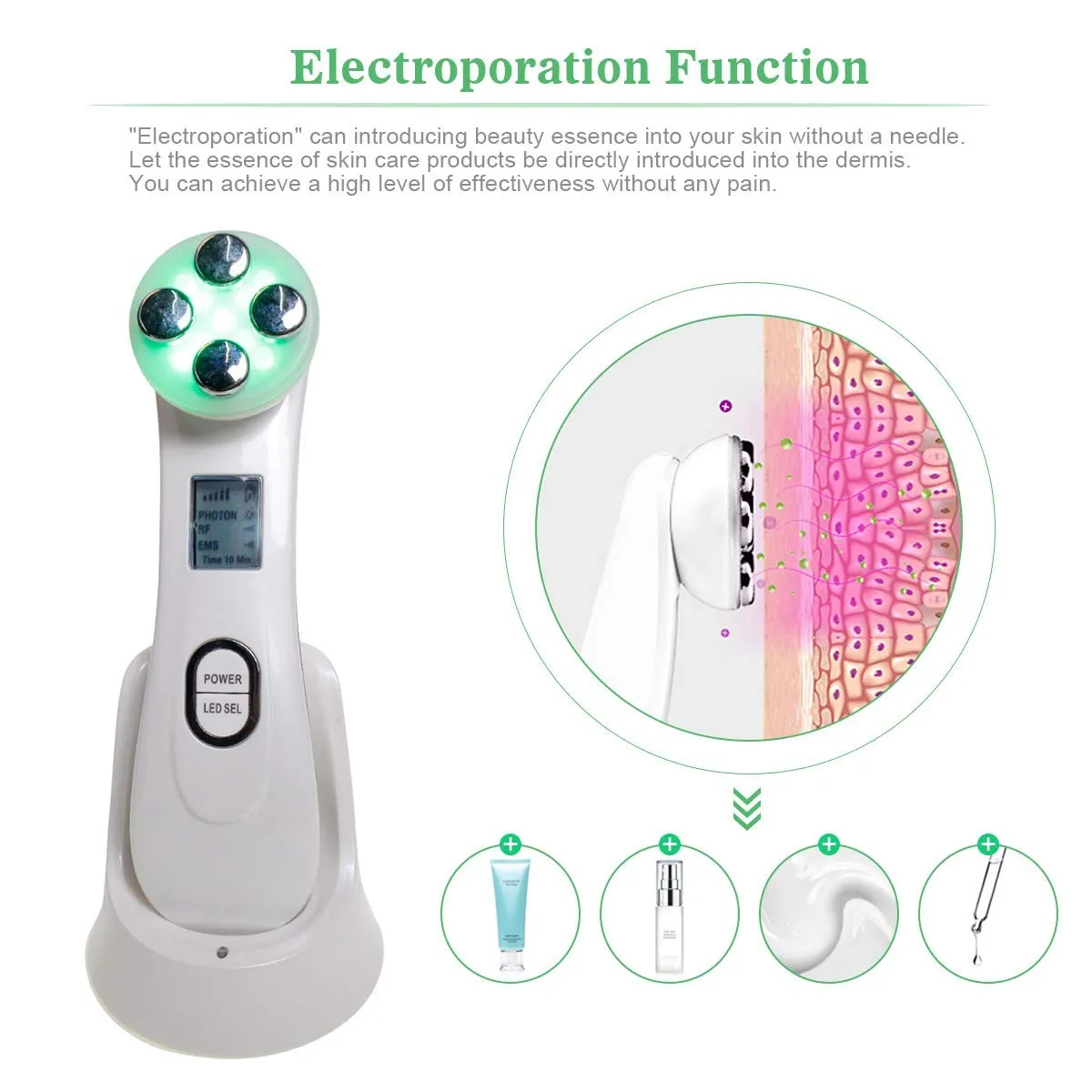 5 in 1 RF LED Light Therapy Skin Tightening Machine Face Massager
