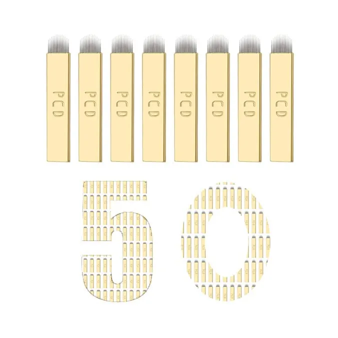 50Pcs Disposable Eyebrow Microblading,Microblading Pen,Eyebrow Microblading,PCD 12Pin Shape Manual Microblading Tool (0.25mm-12U)